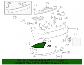 Rear left reflector for Lexus IS 14-20