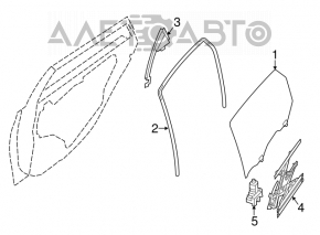 Rear right glass seal Nissan Sentra 13-19