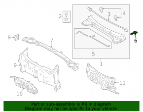 Right windshield wiper seal for Hyundai Ioniq 17-22