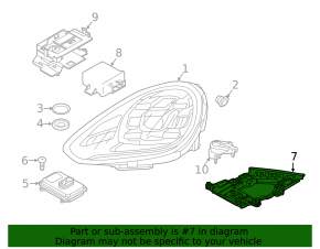 Right headlight bracket for Porsche Cayenne 958 15-18, lower, for LED