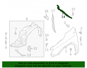 Left hood-wing seal for Subaru WRX 2022-2026