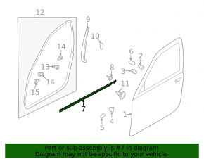 Subaru b9 Tribeca front right center door glass molding