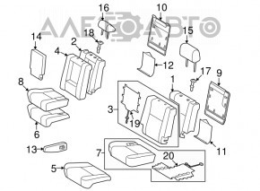 Seat 2 row left Toyota Sequoia 08-10 leather gray