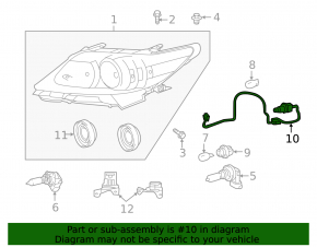 Right headlight wiring Lexus ES300h ES350 13-15 halogen