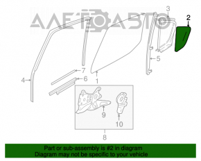 Suzuki Kizashi 10-15 rear left triangle door glass