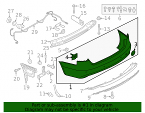 Bare rear bumper Audi A4 B8 13-16 rest for parking sensors S-Line