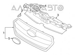 Radiator grill Subaru Legacy 15-17 chrome with badge, crack