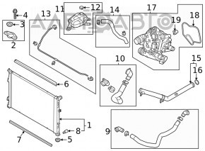 Upper left radiator cooling cushion Kia K5 21-26 rubber + plastic