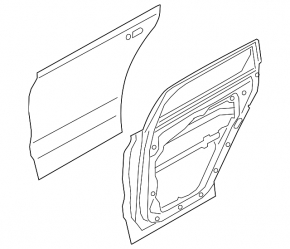 Door bare rear left Hyundai Santa FE 19-23 under curtain KOR
