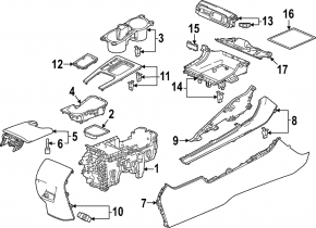 Rear center console trim for Honda Civic XI FE/FL 22-26
