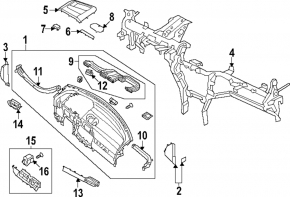 Front panel trim, central upper, for speaker, Hyundai Ioniq 5 22-24, black