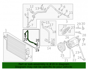 Air conditioning condenser-compressor pipe for Ford Escape MK3 13-16 2.0T type 1