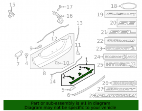 Trunk lid trim under the handle Ford Fusion mk5 19-20