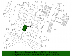 Rear seat armrest, 2nd row, Land Rover Range Rover Velar 18-20, black leather