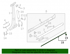 Left door sill seal for Audi Q8 19-25