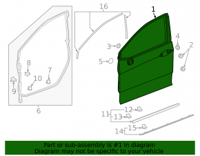 Door bare front left Honda Clarity 18-21 usa