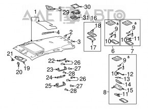 Front left ceiling handle Lexus RX300 RX330 RX350 RX400h 04-09 beige, latch broken