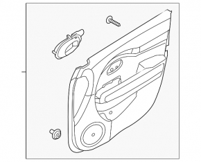 Front left door panel for Kia Niro 17-22 HEV, PHEV, black, gray insert, rubber armrest, worn, torn, no handle