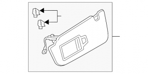 Right sun visor for Audi Q3 83A 19-25, black, without hook, with backlight