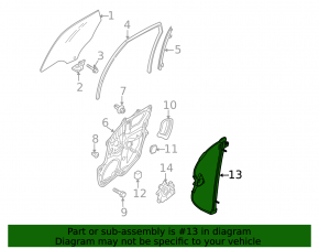 Rear right window lift mechanism for Mazda CX-7 06-12