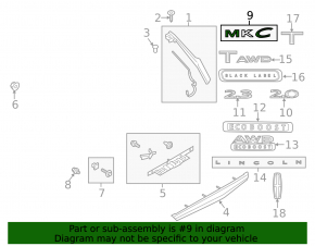 Emblem inscription MKC tailgate Lincoln MKC 15-19