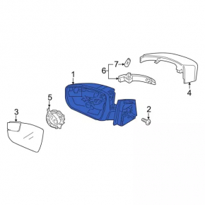 Side mirror right Ford Focus mk3 15-18 rest 7 pins, turn signal, red, broken mirror element