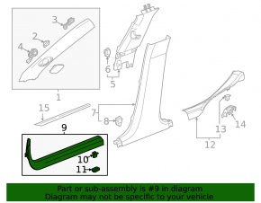 Door sill trim inner front left Cadillac ATS 13 - black, worn