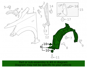 Front right fender liner for Honda Fit 15-20 Without Sport