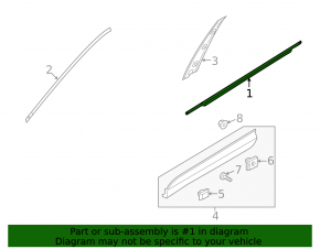Door-glass molding, central front left, Hyundai Santa FE 21-23, matte chrome