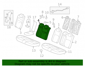 Rear seat back trim, 2nd row, left, Honda Civic XI FE/FL 22-24, 4d leather, black