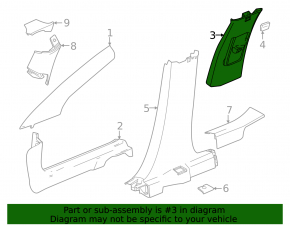 Center pillar trim, upper belt, left, Chevrolet Equinox EV 24-26, black, scratches