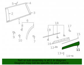 Front left central door molding Toyota Highlander 20-26 silver