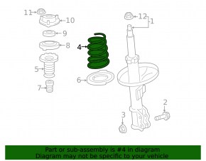 Front right spring for Toyota Avalon 13-15, red and yellow stiffness