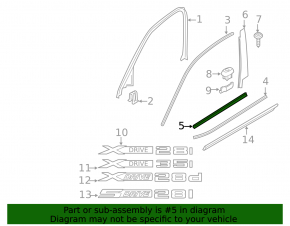 Inner front left glass seal for BMW X3 F25 11-17