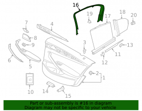Inner rear left door frame BMW 5 G30 17-23 black, for curtain, with hook