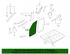Front left door seal for Subaru Forester 2013