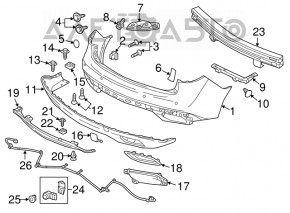 Rear bumper lip Acura MDX 14-16 prerest