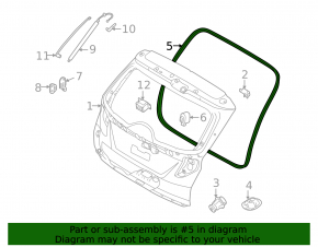 Rubber seal for the trunk door of Hyundai Tucson 22-24 2.5 Korea