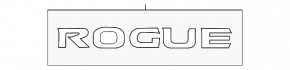 The ROGUE emblem is on the tailgate of the Nissan Rogue 14-20.