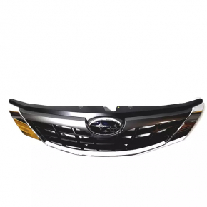 Black grille assembly for Subaru Impreza 2008-2008, chrome molding, with emblem