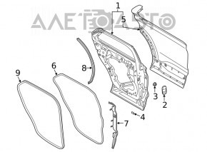 Door seal side rear left Ford Explorer 20- rear, on the body, torn