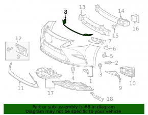 Hood seal on bumper Lexus ES300h ES350 16-18 rest