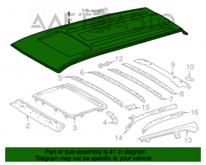 Metal roof for Toyota Highlander 2014-2019, sawed off