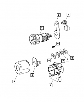 Front left door lock cylinder Chrysler Pacifica 17-