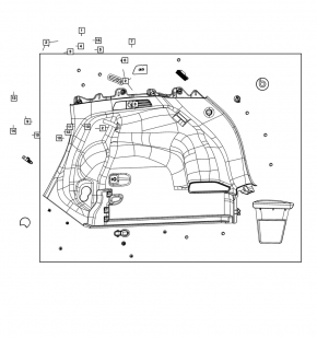 Trunk pocket right Jeep Compass 17-24 black