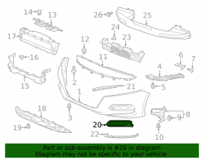 Bumper grille right Honda Accord 18-20 without fog lights