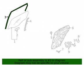 Rear right glass seal Kia Niro 17-22