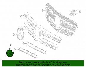 Mercedes GLS 17-19 front camera cover, radiator grille, AMG pack