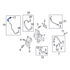 Ford Escape mk3 17-19 2.0T Turbocharger Cooling Pipe, Long