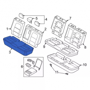 Rear row of seats 2 row Ford Bronco Sport 21-25 with armrest, combined leather black with dark gray